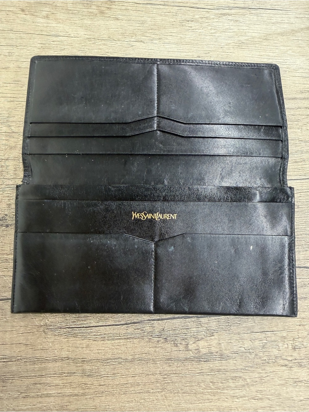 Yves Saint Laurent Vintage Red Leather Long Wallet with Black Logo Trim - Picture 4 of 12